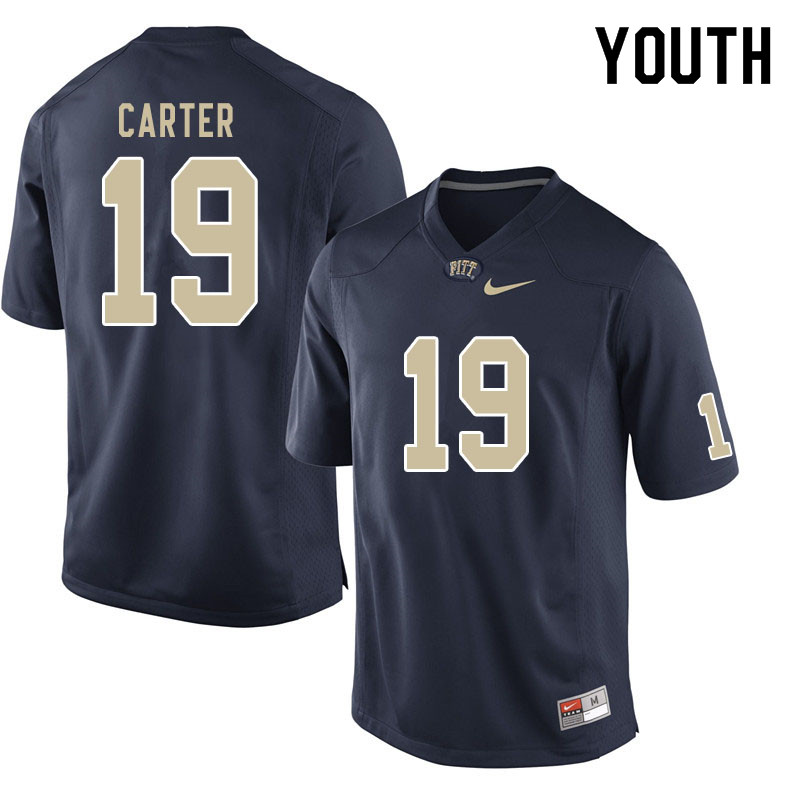 Youth #19 V'Lique Carter Pitt Panthers College Football Jerseys Sale-Navy